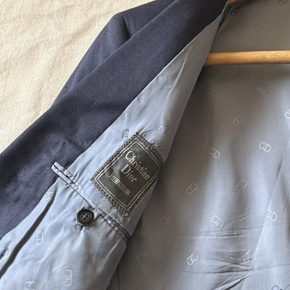 Christian Dior Men's Navy Blue Blazer Suit Jacket Vintage